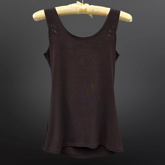 Y2K Black Tank Top Silver chunky chain straps Size S McBling Gothic Grunge - Picture 5 of 7